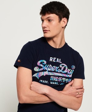 Superdry Vintage Logo Multi Colour Férfi Pólók Sötétkék | ZPEIJ5827